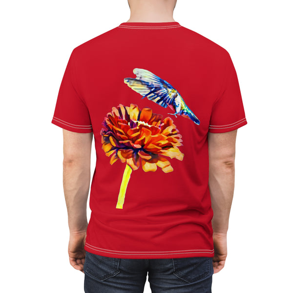 Unisex Cut & Sew Hummingbird Wings Up Red Tee (AOP 1)