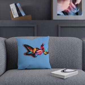 Hummingbird Landing Light Blue Cushion