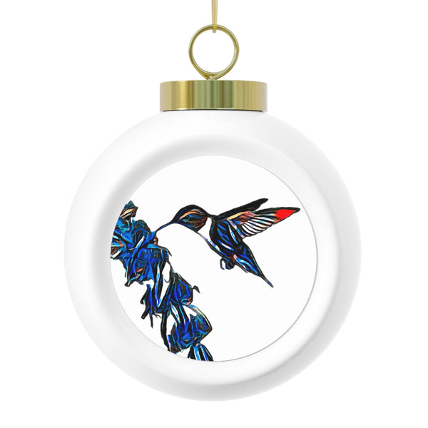 Hummingbird Blue Stick Ball Ornament