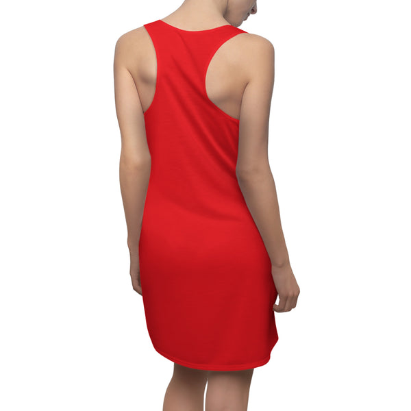 Hummingbird Red Bloom Red Women's Cut & Sew Racerback Dress (AOP)