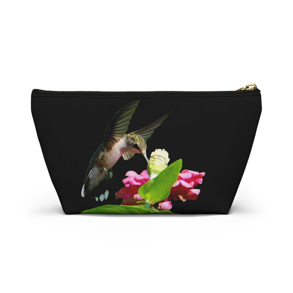 Hummingbird Wings Up Black Accessory Pouch w T-bottom