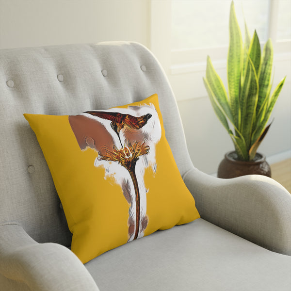 Hummingbird Flame Yellow Cushion