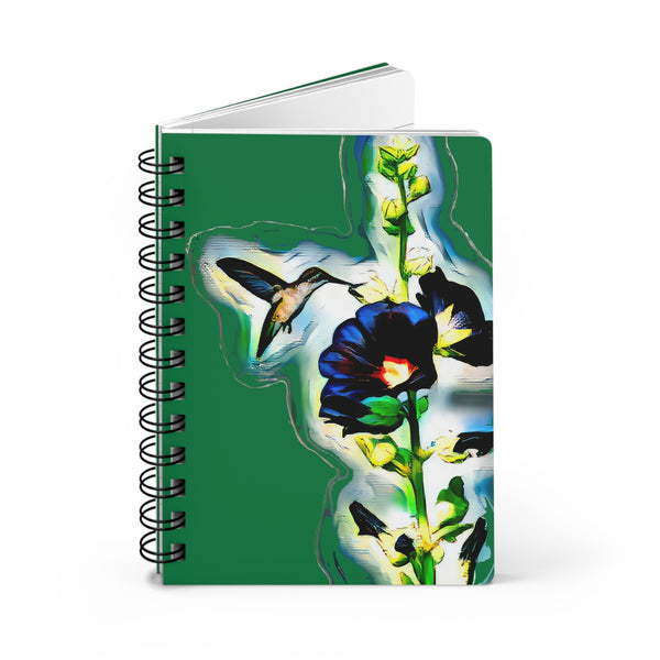 Hummingbird Standing Green Spiral Bound Journal