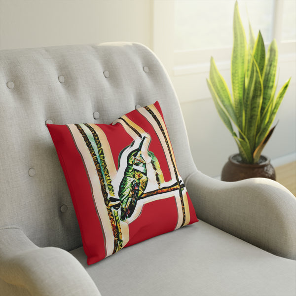 Hummingbird Emerald Red Cushion