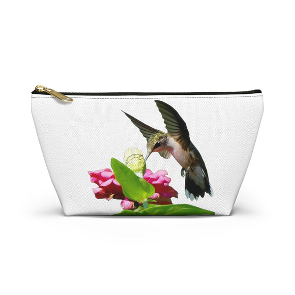 Hummingbird Wings Up White Accessory Pouch w T-bottom