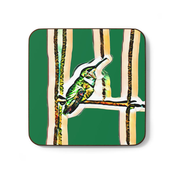 Hummingbird Gaze Green Hardboard Back Coaster