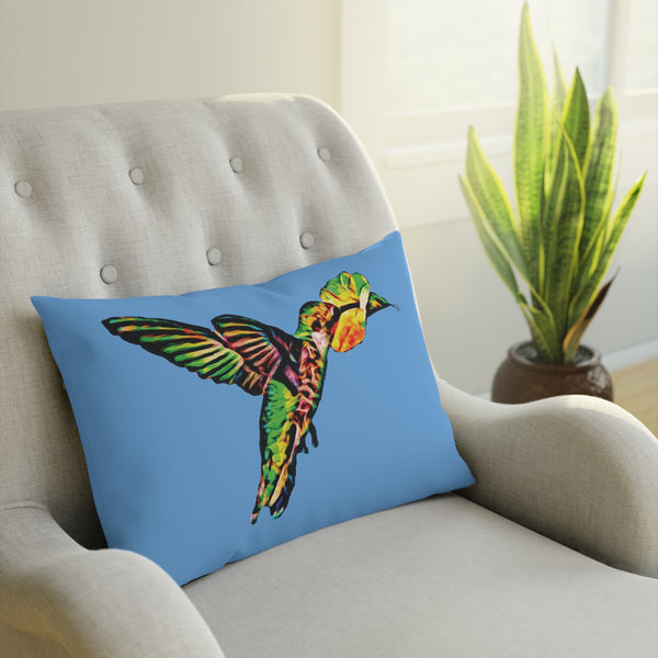 Hummingbird Emerald Sip Light Blue Cushion