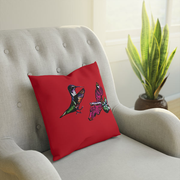 Hummingbird Bounce Red Cushion