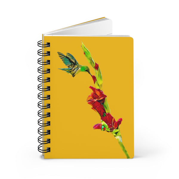 Hummingbird Gladiolus Standing Yellow Spiral Bound Journal