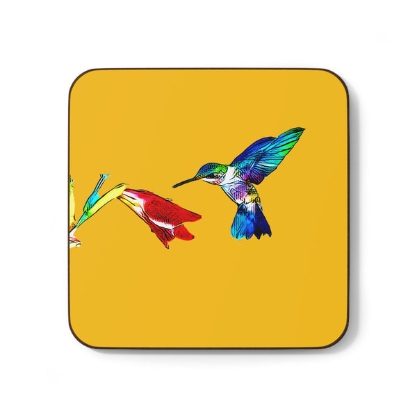 Hummingbird Sweet Yellow Hardboard Back Coaster