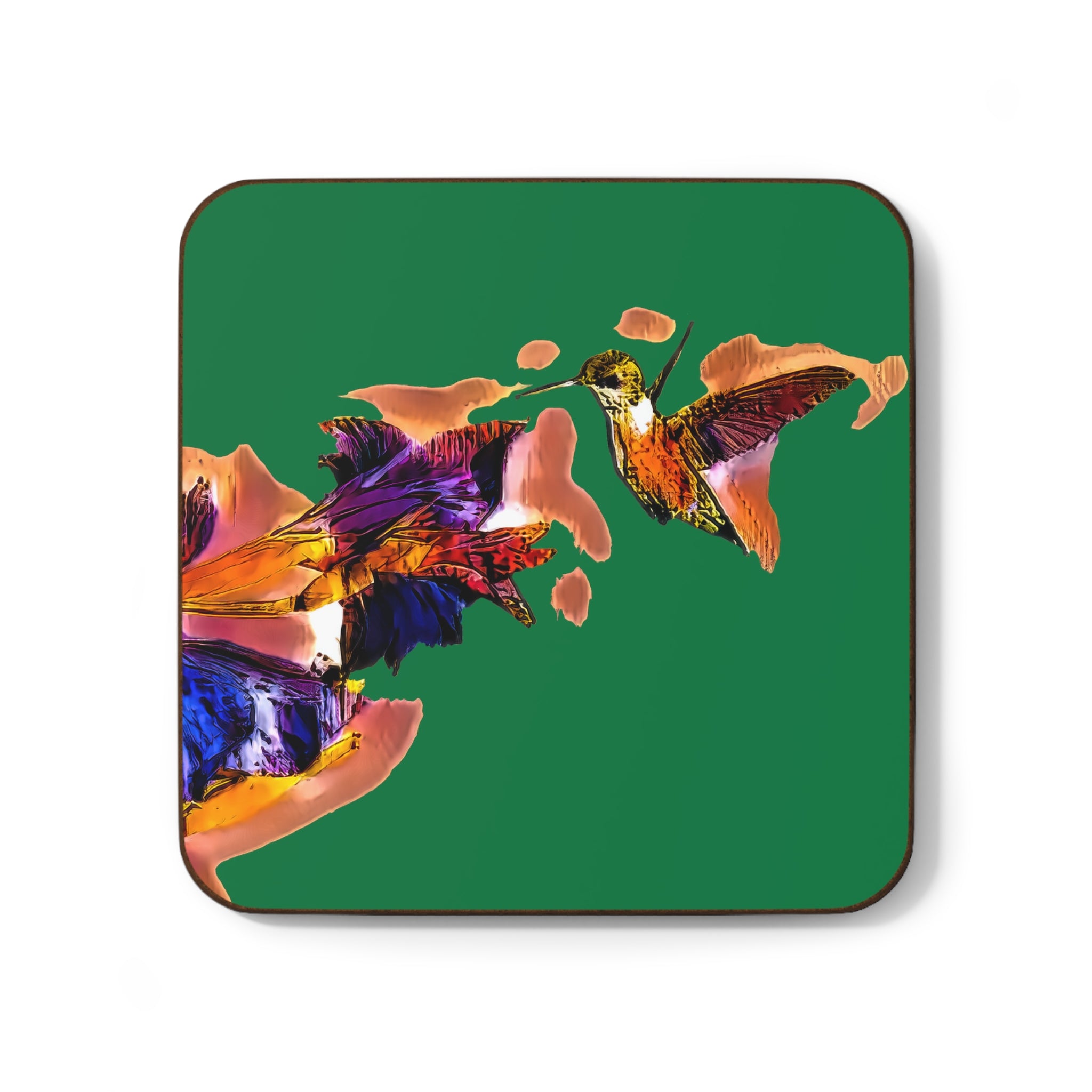 Hummingbird Violet Green Hardboard Back Coaster