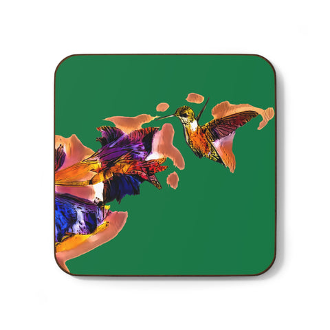 Hummingbird Violet Green Hardboard Back Coaster