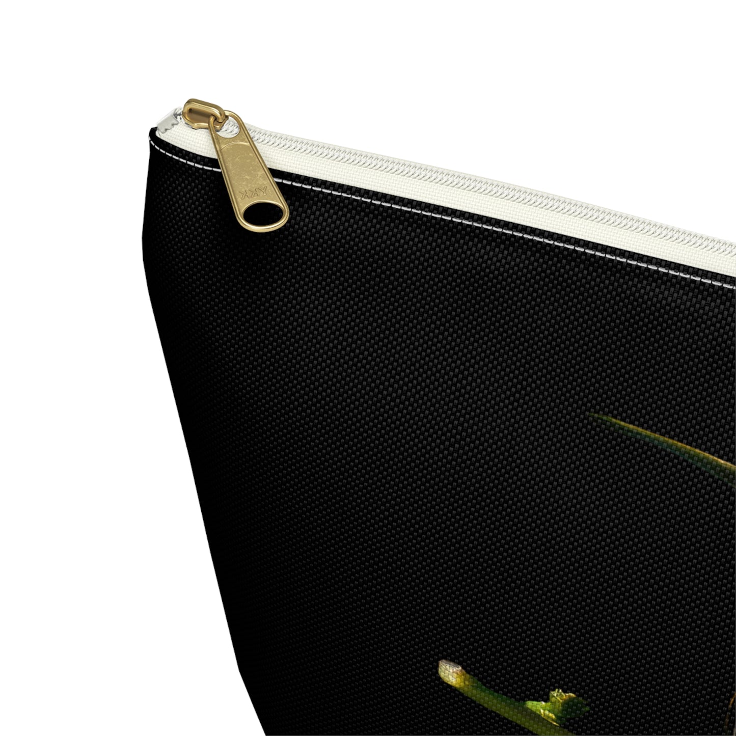 Hummingbird Red Bloom Black Accessory Pouch w T-bottom