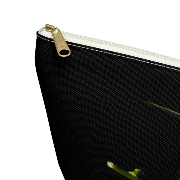 Hummingbird Red Bloom Black Accessory Pouch w T-bottom