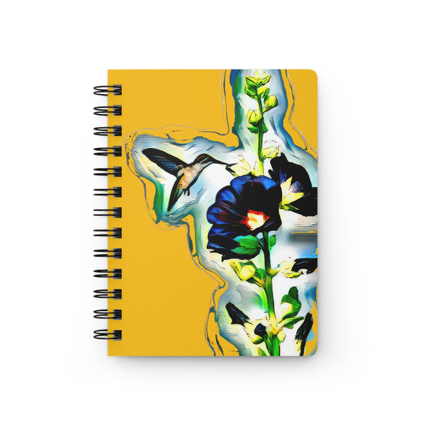 Hummingbird Standing Yellow Spiral Bound Journal