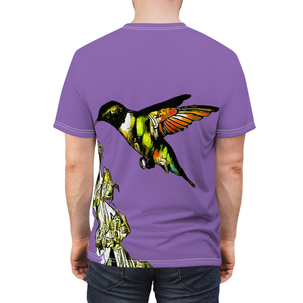 Unisex Cut & Sew Hummingbird Stick Purple Tee (AOP 1)