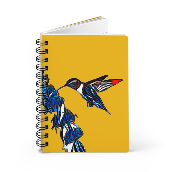 Hummingbird Blue Stick Yellow Spiral Bound Journal