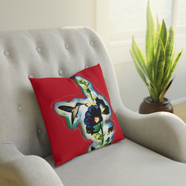 Hummingbird Standing Red Cushion