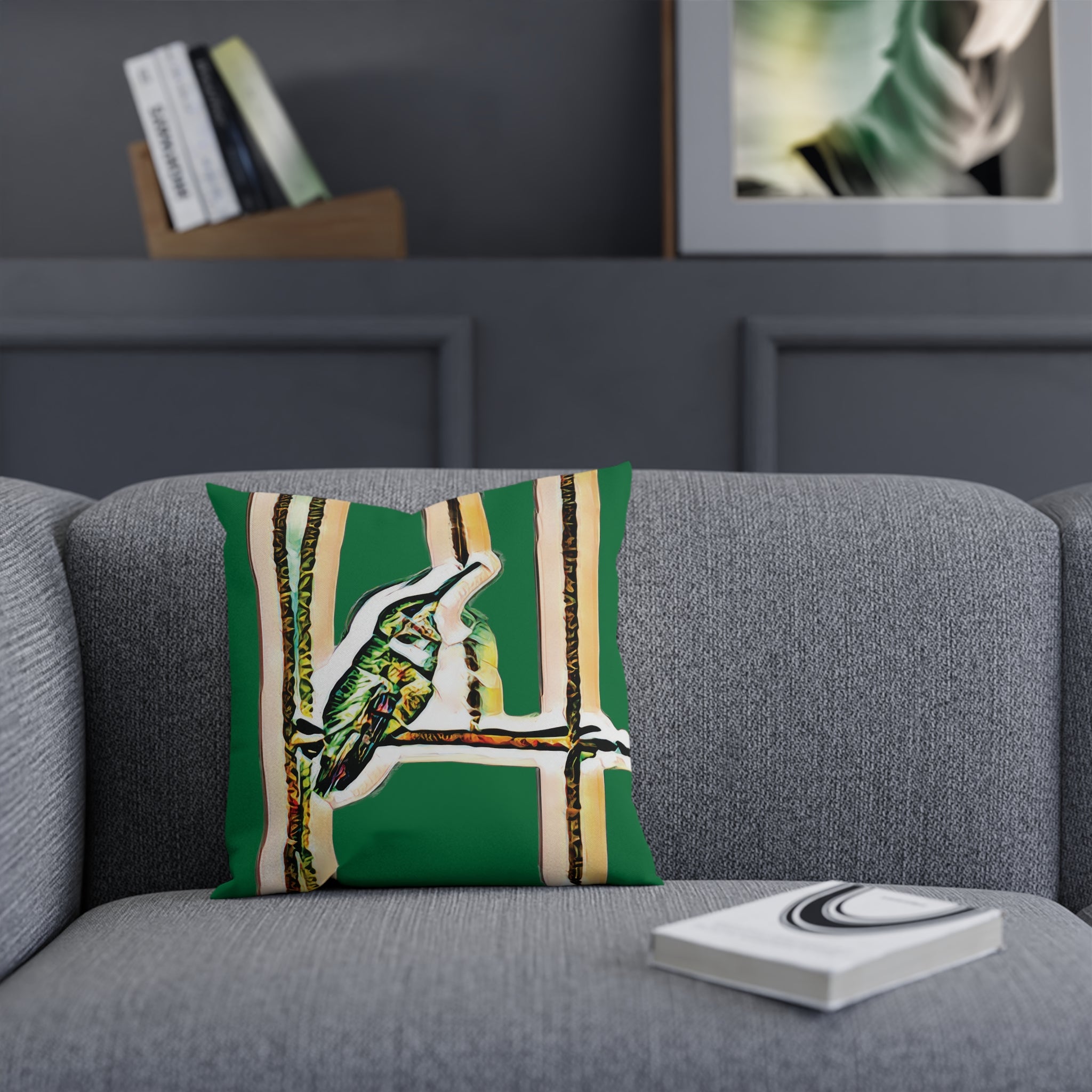 Hummingbird Emerald Green Cushion