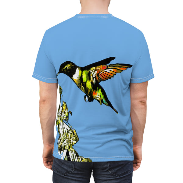 Unisex Cut & Sew Hummingbird Stick Light Blue Tee (AOP 1)