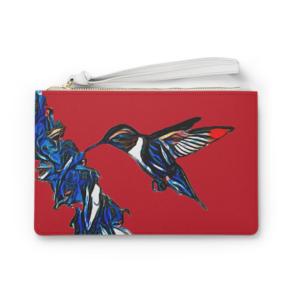 Hummingbird Blue Stick Red Clutch Bag (2)