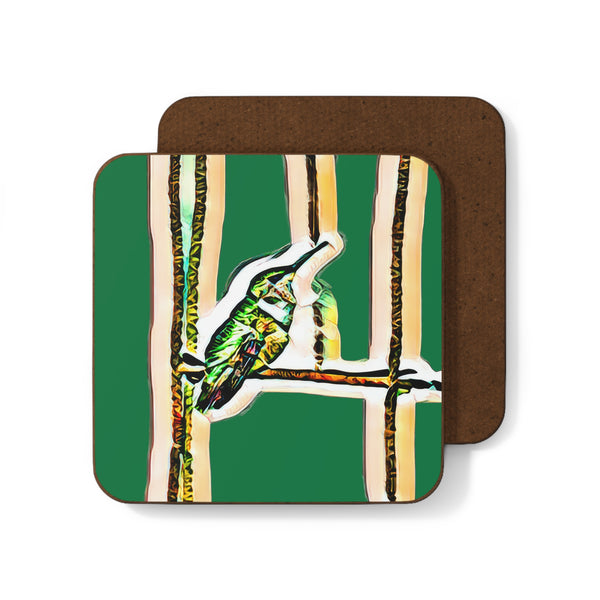 Hummingbird Gaze Green Hardboard Back Coaster