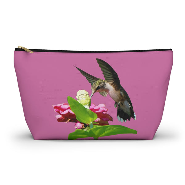 Hummingbird Wings Up Neat Pink Accessory Pouch w T-bottom