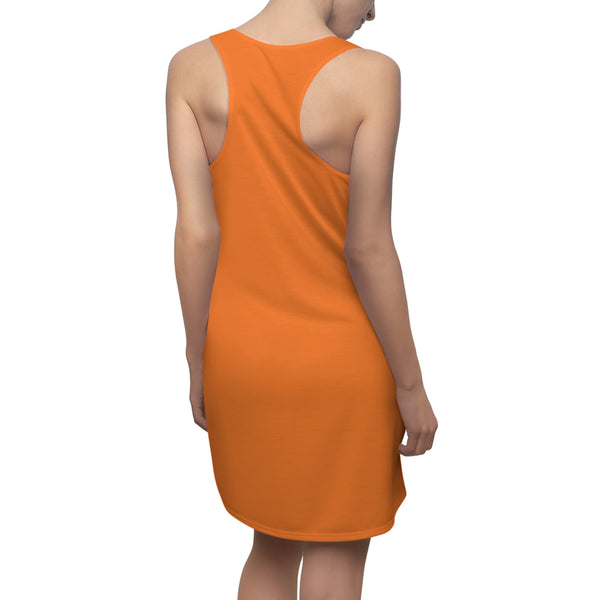 Hummingbird Orange Platform Orange Women's Cut & Sew Racerback Dress (AOP)