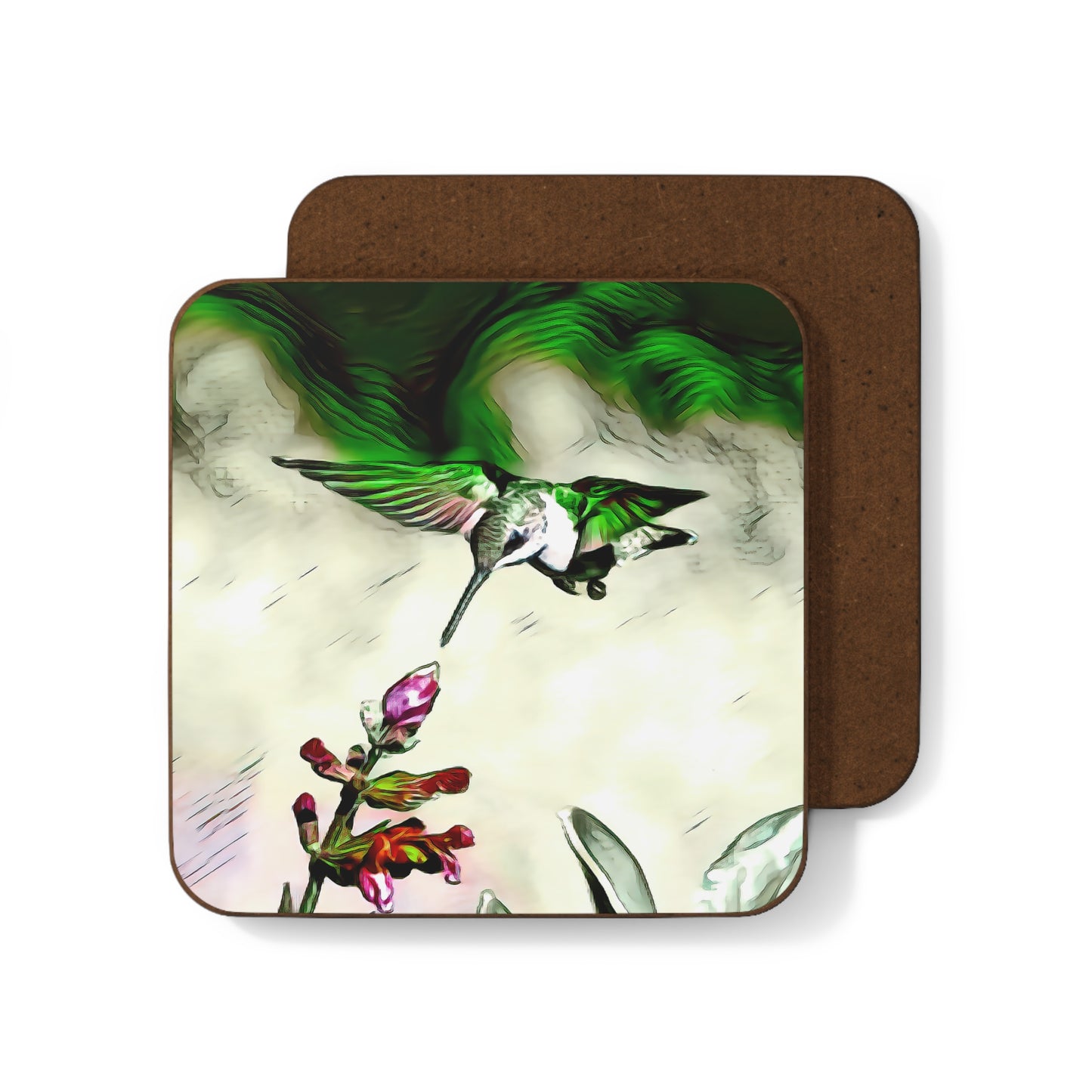 Hummingbird Emerald Flyer Hardboard Back Coaster