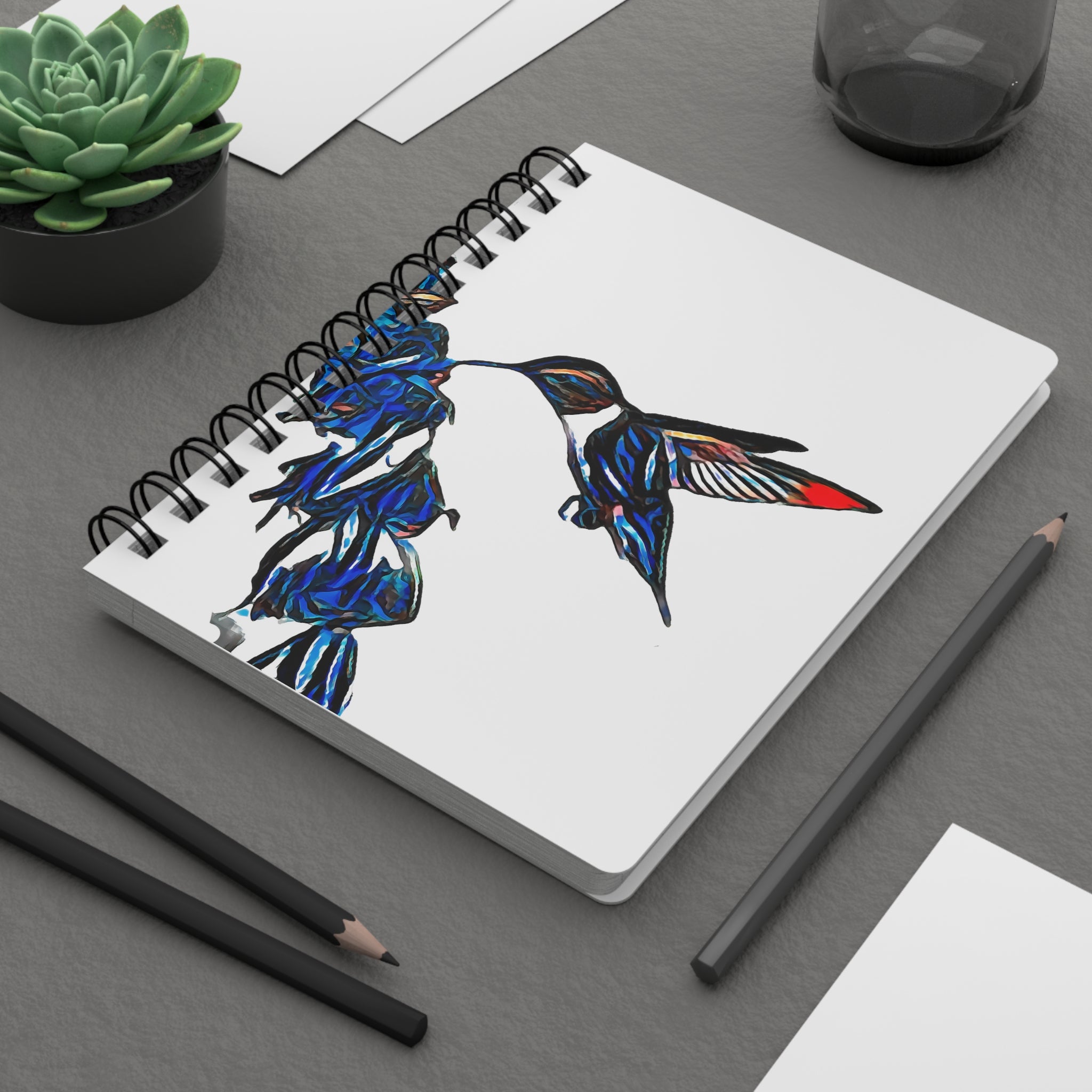 Hummingbird Blue Stick Spiral Bound Journal