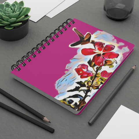 Hummingbird Red Rosa Neat Pink Spiral Bound Journal