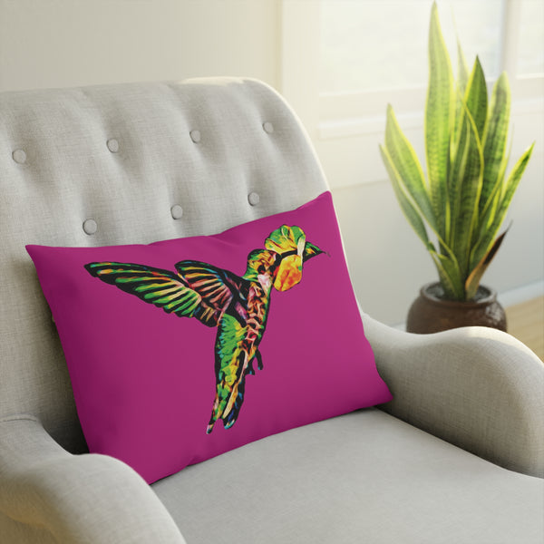 Hummingbird Emerald Sip Neat Pink Cushion