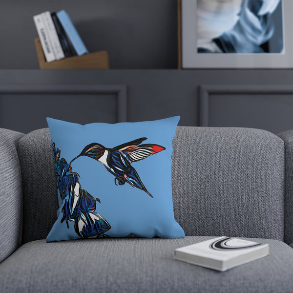 Hummingbird Blue Stick Light Blue Cushion