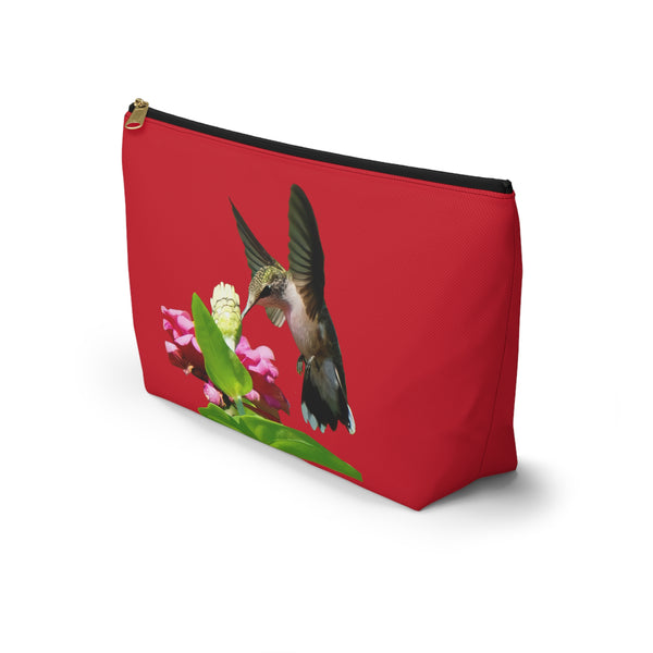 Hummingbird Wings Up Red Accessory Pouch w T-bottom