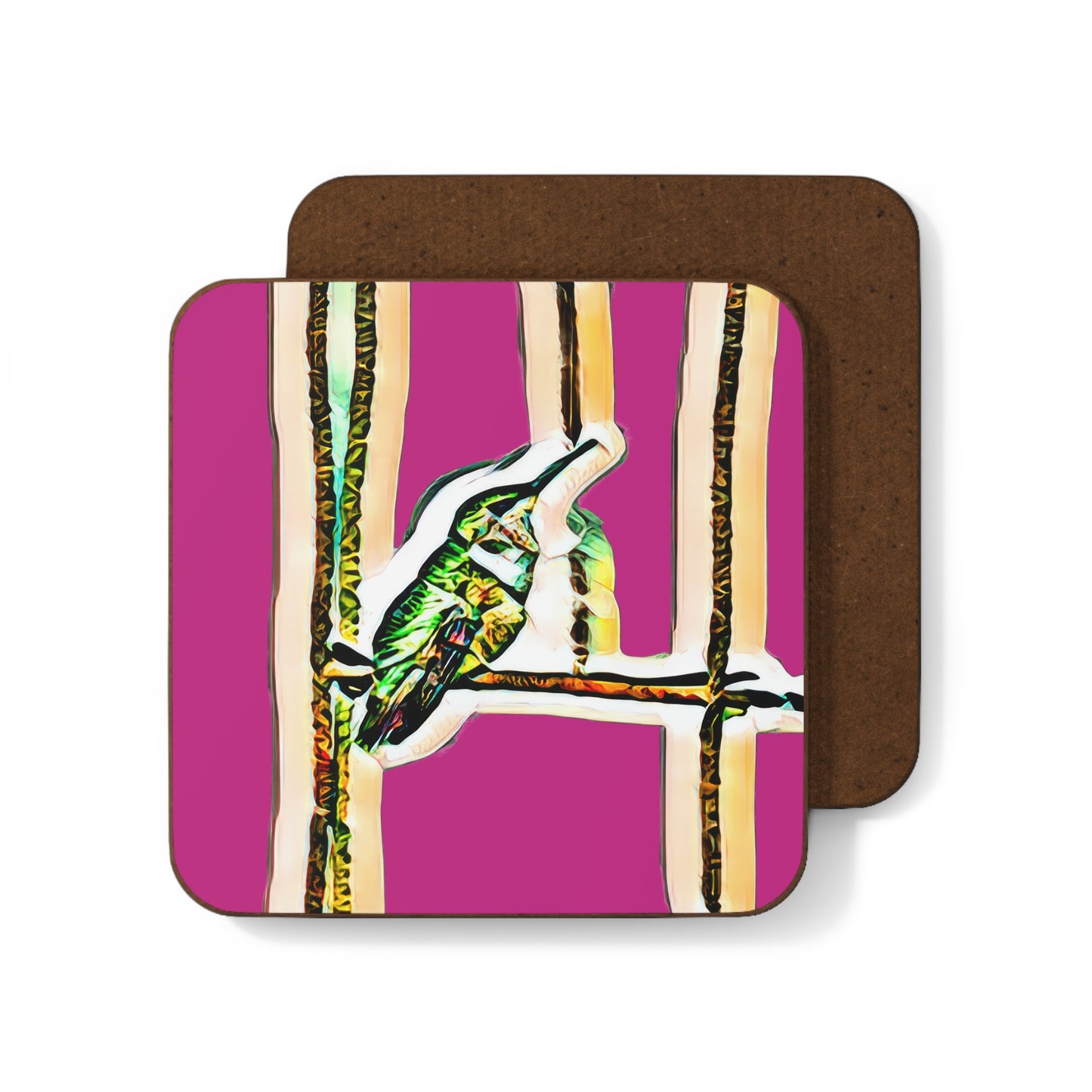 Hummingbird Gaze Neat Pink Hardboard Back Coaster
