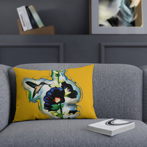 Hummingbird Standing Yellow Cushion