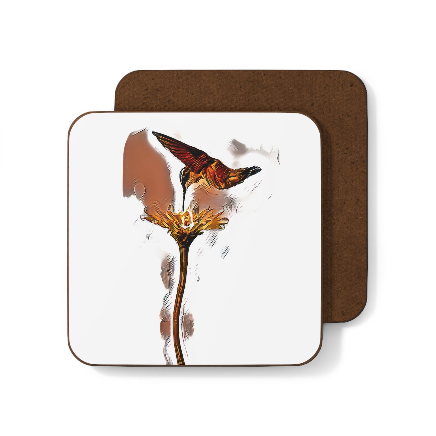 Hummingbird Flame Hardboard Back Coaster
