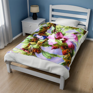 Hummingbird Heaven Drops Velveteen Plush Blanket