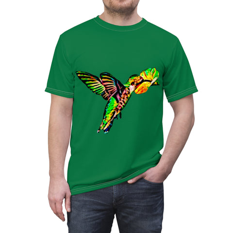 Unisex Cut & Sew Hummingbird Emerald Green Tee (AOP 1)