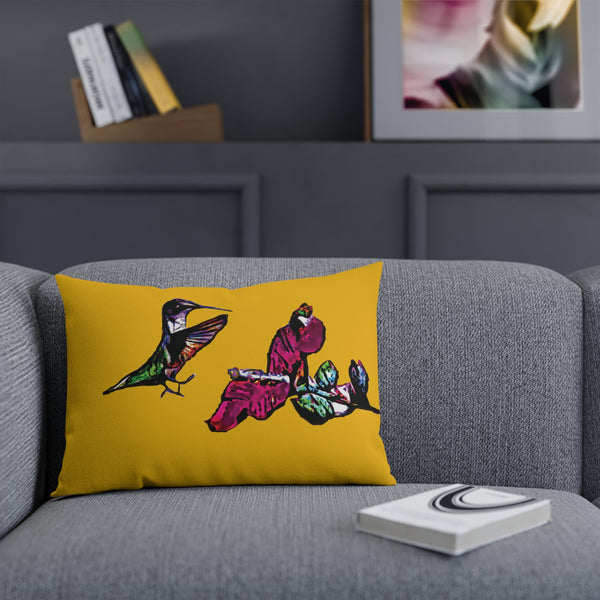 Hummingbird Bounce Yellow Cushion