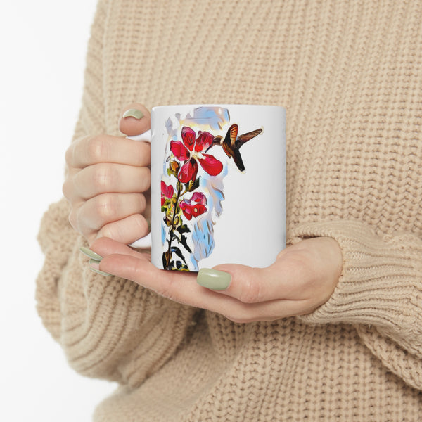 Hummingbird Red Rosa Ceramic Mug 11oz