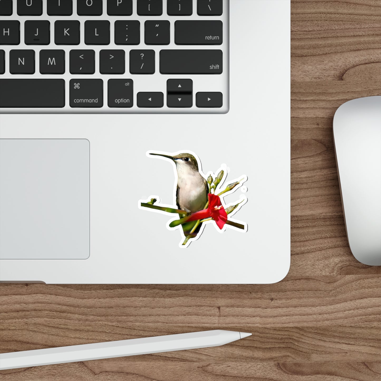 Hummingbird Red Bloom Die-Cut Stickers