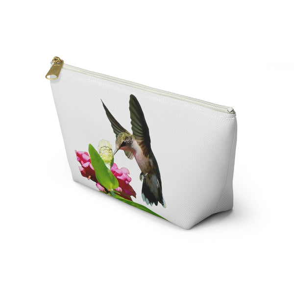 Hummingbird Wings Up White Accessory Pouch w T-bottom