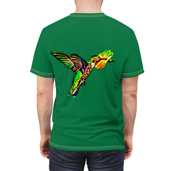 Unisex Cut & Sew Hummingbird Emerald Green Tee (AOP 1)