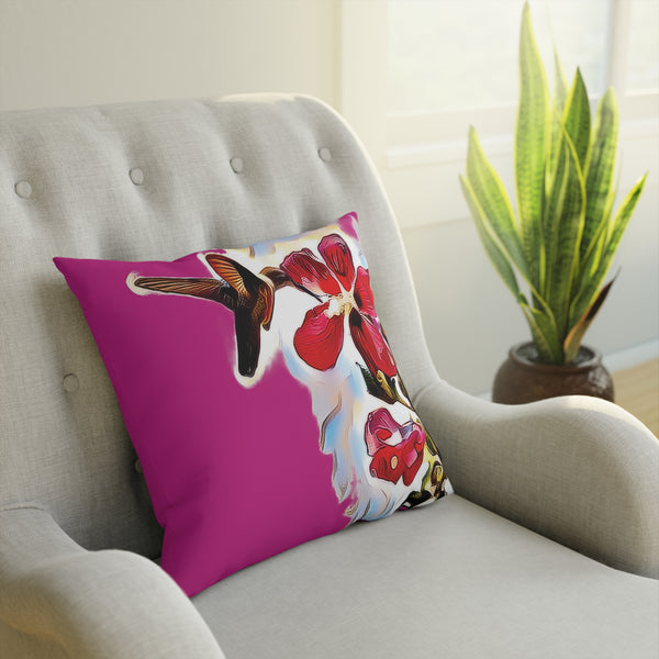 Hummingbird Red Rosa Neat Pink Cushion