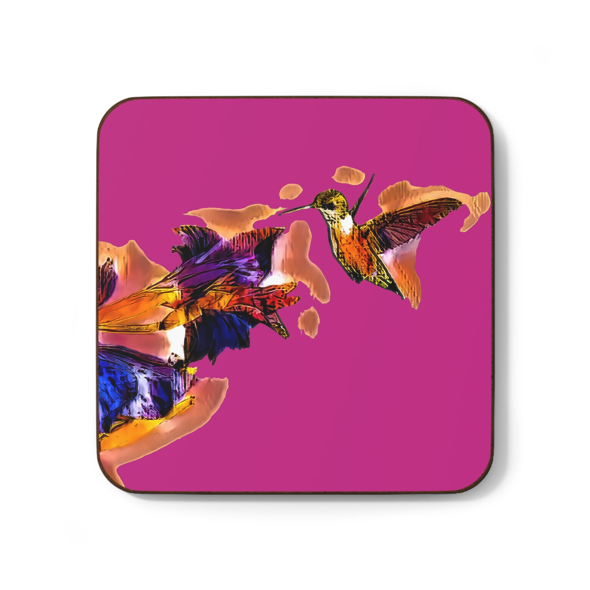 Hummingbird Violet Neat Pink Hardboard Back Coaster