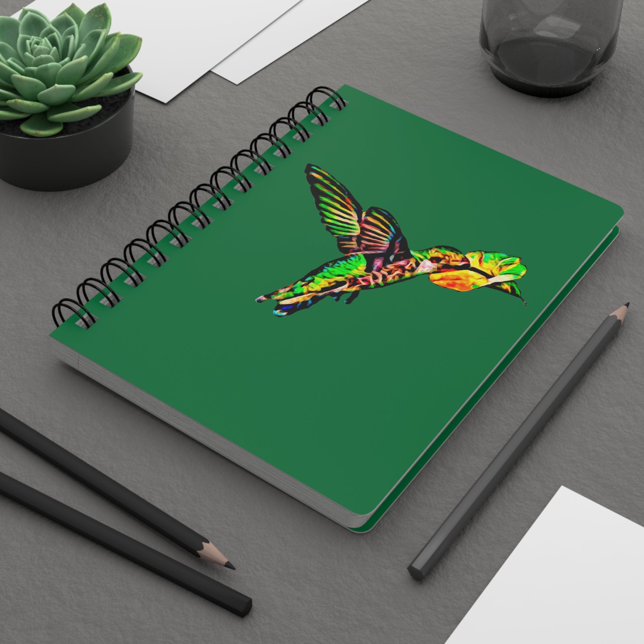 Hummingbird Emerald Sip Green Spiral Bound Journal