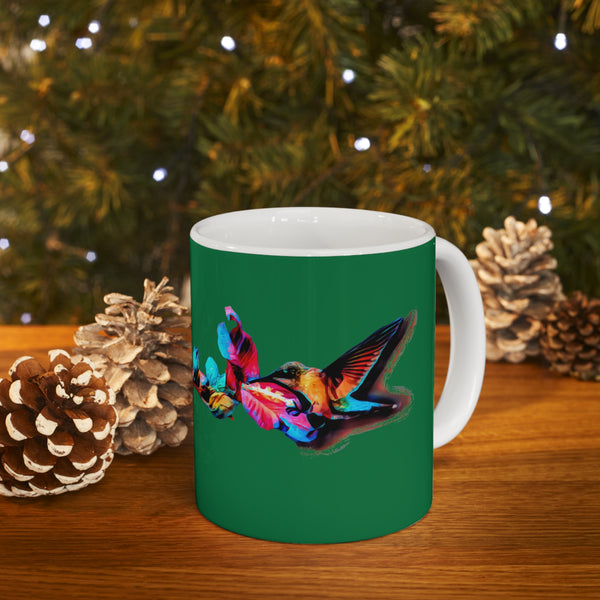 Hummingbird Landing Green Ceramic Mug 11oz