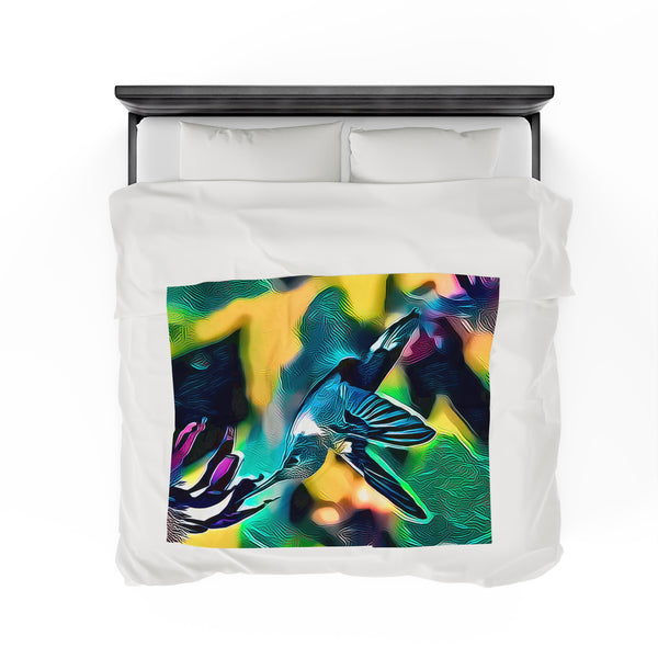 Hummingbird Salvia Velveteen Plush Blanket