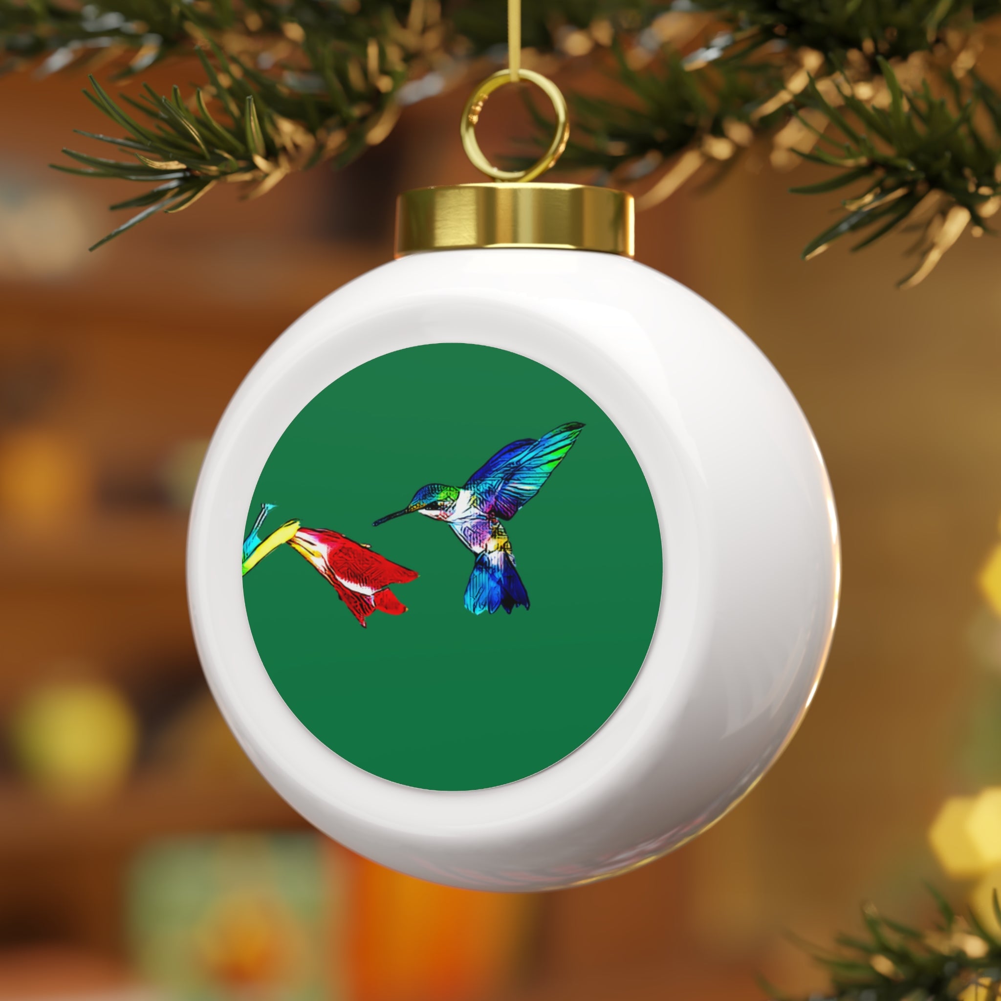 Hummingbird Sweet Green Ball Ornament